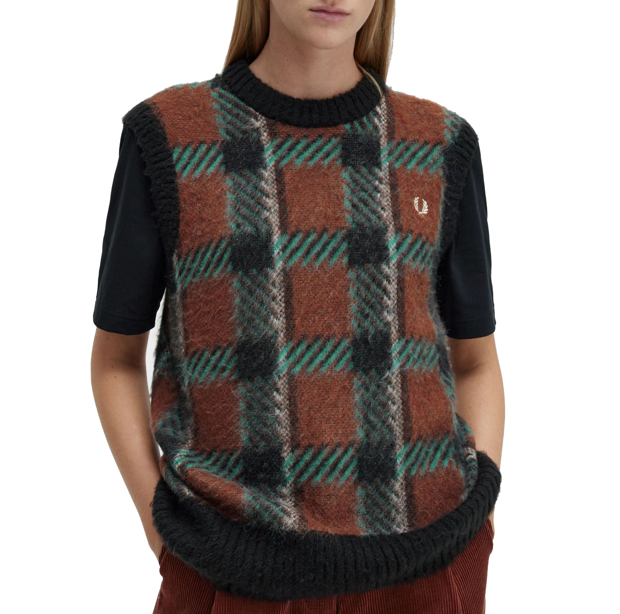 Fred Perry Glitch Tartan Knitted Tank